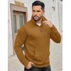 COOFANDY Mens Quarter Zip Sweatshirt Long Sleeve Casual Waffle Pullover Hoodies with Pocket(Dark Brown)