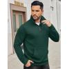 COOFANDY Mens Quarter Zip Sweatshirt Long Sleeve Casual Waffle Pullover Hoodies with Pocket(Green)
