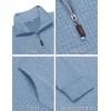 COOFANDY Mens Quarter Zip Sweatshirt Long Sleeve Casual Waffle Pullover Hoodies with Pocket(Light Blue)