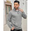 COOFANDY Mens Quarter Zip Sweatshirt Long Sleeve Casual Waffle Pullover Hoodies with Pocket(Light Grey)