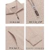 COOFANDY Mens Quarter Zip Sweatshirt Long Sleeve Casual Waffle Pullover Hoodies with Pocket(Light Khaki)
