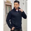COOFANDY Mens Quarter Zip Sweatshirt Long Sleeve Casual Waffle Pullover Hoodies with Pocket(Navy Blue)
