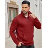 COOFANDY Mens Quarter Zip Sweatshirt Long Sleeve Casual Waffle Pullover Hoodies with Pocket(Red)