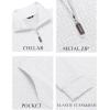 COOFANDY Mens Quarter Zip Sweatshirt Long Sleeve Casual Waffle Pullover Hoodies with Pocket(White)