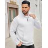 COOFANDY Mens Quarter Zip Sweatshirt Long Sleeve Casual Waffle Pullover Hoodies with Pocket(White)
