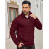COOFANDY Mens Quarter Zip Sweatshirt Long Sleeve Casual Waffle Pullover Hoodies with Pocket(Wine Red)