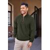 COOFANDY Men’s Quarter Zip Up Pullover Mock Neck Long Sleeve Sweater Casual Corduroy Polo Sweatshirt(Army Green With Brown Collar)