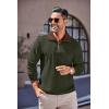 COOFANDY Men’s Quarter Zip Up Pullover Mock Neck Long Sleeve Sweater Casual Corduroy Polo Sweatshirt(Army Green With Brown Collar)