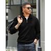 COOFANDY Men’s Quarter Zip Up Pullover Mock Neck Long Sleeve Sweater Casual Corduroy Polo Sweatshirt(Black)