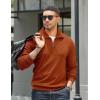 COOFANDY Men’s Quarter Zip Up Pullover Mock Neck Long Sleeve Sweater Casual Corduroy Polo Sweatshirt(Caramel Brown)