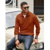 COOFANDY Men’s Quarter Zip Up Pullover Mock Neck Long Sleeve Sweater Casual Corduroy Polo Sweatshirt(Caramel Brown)