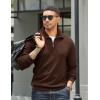 COOFANDY Men’s Quarter Zip Up Pullover Mock Neck Long Sleeve Sweater Casual Corduroy Polo Sweatshirt(Dark Brown)