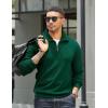 COOFANDY Men’s Quarter Zip Up Pullover Mock Neck Long Sleeve Sweater Casual Corduroy Polo Sweatshirt(Dark Green)