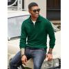 COOFANDY Men’s Quarter Zip Up Pullover Mock Neck Long Sleeve Sweater Casual Corduroy Polo Sweatshirt(Dark Green)