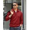 COOFANDY Men’s Quarter Zip Up Pullover Mock Neck Long Sleeve Sweater Casual Corduroy Polo Sweatshirt(Wine Red)