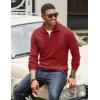 COOFANDY Men’s Quarter Zip Up Pullover Mock Neck Long Sleeve Sweater Casual Corduroy Polo Sweatshirt(Wine Red)