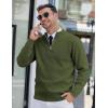COOFANDY Men’s Quarter Zip Up Sweaters Slim Fit Lightweight Mock Neck Pullover Casual Polo Sweaters(Army Green)