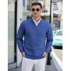 COOFANDY Men’s Quarter Zip Up Sweaters Slim Fit Lightweight Mock Neck Pullover Casual Polo Sweaters(Blue)