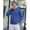 COOFANDY Men’s Quarter Zip Up Sweaters Slim Fit Lightweight Mock Neck Pullover Casual Polo Sweaters(Blue)