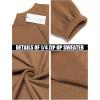 COOFANDY Men’s Quarter Zip Up Sweaters Slim Fit Lightweight Mock Neck Pullover Casual Polo Sweaters(Brown)