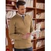 COOFANDY Men’s Quarter Zip Up Sweaters Slim Fit Lightweight Mock Neck Pullover Casual Polo Sweaters(Camel)