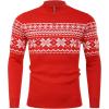 COOFANDY Men’s Quarter Zip Up Sweaters Slim Fit Lightweight Mock Neck Pullover Casual Polo Sweaters(Christmas Red & White)