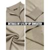 COOFANDY Men’s Quarter Zip Up Sweaters Slim Fit Lightweight Mock Neck Pullover Casual Polo Sweaters(Khaki)