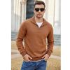 COOFANDY Men’s Quarter Zip Up Sweaters Slim Fit Lightweight Mock Neck Pullover Casual Polo Sweaters(Light Brown)