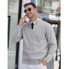 COOFANDY Men’s Quarter Zip Up Sweaters Slim Fit Lightweight Mock Neck Pullover Casual Polo Sweaters(Light Gray)