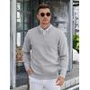 COOFANDY Men’s Quarter Zip Up Sweaters Slim Fit Lightweight Mock Neck Pullover Casual Polo Sweaters(Light Gray)