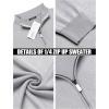 COOFANDY Men’s Quarter Zip Up Sweaters Slim Fit Lightweight Mock Neck Pullover Casual Polo Sweaters(Light Grey)