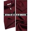 COOFANDY Men’s Quarter Zip Up Sweaters Slim Fit Lightweight Mock Neck Pullover Casual Polo Sweaters(Red & Black Stripe)