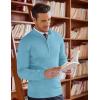 COOFANDY Men’s Quarter Zip Up Sweaters Slim Fit Lightweight Mock Neck Pullover Casual Polo Sweaters(Sky Blue)