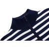 COOFANDY Men’s Quarter Zip Up Sweaters Slim Fit Lightweight Mock Neck Pullover Casual Polo Sweaters(Stripe-navy Blue White)