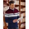COOFANDY Men’s Quarter Zip Up Sweaters Slim Fit Lightweight Mock Neck Pullover Casual Polo Sweaters(Wine Red & Navy Blue Stripe)