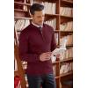 COOFANDY Men’s Quarter Zip Up Sweaters Slim Fit Lightweight Mock Neck Pullover Casual Polo Sweaters(Wine Red)