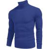 COOFANDY Mens Ribbed Slim Fit Knitted Pullover Casual Turtleneck Sweater(Blue)