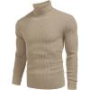 COOFANDY Mens Ribbed Slim Fit Knitted Pullover Casual Turtleneck Sweater(Camel Apricot)