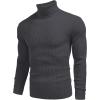 COOFANDY Mens Ribbed Slim Fit Knitted Pullover Casual Turtleneck Sweater(Charcoal Grey)