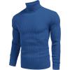 COOFANDY Mens Ribbed Slim Fit Knitted Pullover Casual Turtleneck Sweater(Cornflower Blue)