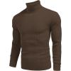 COOFANDY Mens Ribbed Slim Fit Knitted Pullover Casual Turtleneck Sweater(Dark Brown)