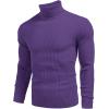 COOFANDY Mens Ribbed Slim Fit Knitted Pullover Casual Turtleneck Sweater(Dark Purple)