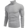 COOFANDY Mens Ribbed Slim Fit Knitted Pullover Casual Turtleneck Sweater(Grey)