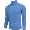 COOFANDY Mens Ribbed Slim Fit Knitted Pullover Casual Turtleneck Sweater(Light Blue)