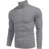COOFANDY Mens Ribbed Slim Fit Knitted Pullover Casual Turtleneck Sweater(Medium Grey)