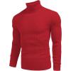 COOFANDY Mens Ribbed Slim Fit Knitted Pullover Casual Turtleneck Sweater(Red)
