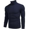 COOFANDY Mens Ribbed Slim Fit Knitted Pullover Casual Turtleneck Sweater(Sapphire)