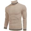 COOFANDY Mens Ribbed Slim Fit Knitted Pullover Casual Turtleneck Sweater(Striped-blue & Army Green)