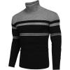 COOFANDY Mens Ribbed Slim Fit Knitted Pullover Casual Turtleneck Sweater(Striped-grey & Black)