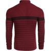 COOFANDY Mens Ribbed Slim Fit Knitted Pullover Casual Turtleneck Sweater(Striped-red)